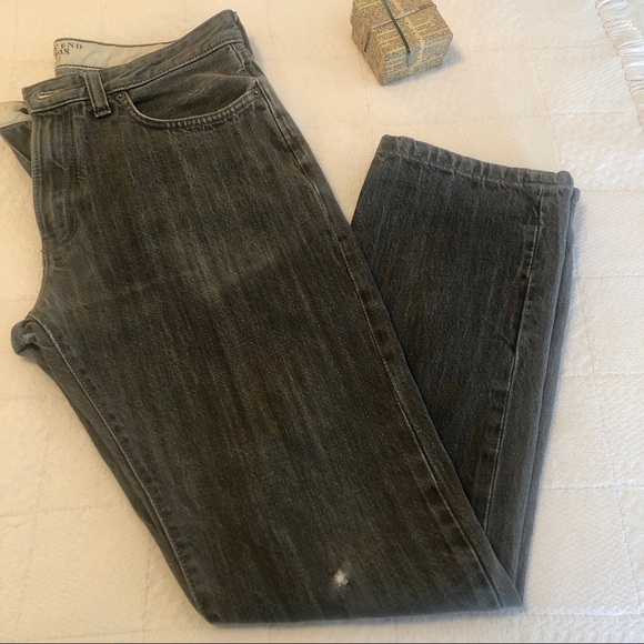 Lands' End Canvas Jeans Men's Grey Slim Fit  W 34  L 32 1963 Distressed Denim - Picture 11 of 15